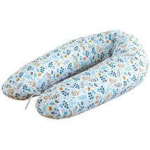 LOOLAY Schwangerschaftskissen - Stillkissen 190 cm - Seitenschläferkissen 100% Baumwolle - mit Abnehmbarem Bezug - Schwanger Kissen für Schlafen (Blumen blau gelb)