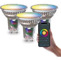 Calex Smart LED Spot, GU10, PAR16, RGB-Farben & kalt- bis warmweiß Licht, dimmbar, WLAN App- & Sprachsteuerung, 3er Pack