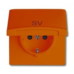 SCHUKO® Steckdosen-Einsatz mit Klappdeckel, Aufdruck SV (orange)