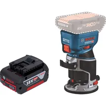 Bosch Professional Fräse, Bosch GKF 18V-8 Professional Akku Kantenfräse 18 V 8,0 mm Brushless + 1x Akku 4,0 Ah - ohne
