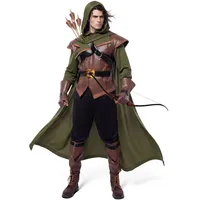 Spooktacular Creations Robin Hood Kostüm, Deluxe Herren Kostüm Set aus Leder für Halloween Dress Up Party (Large, Green)
