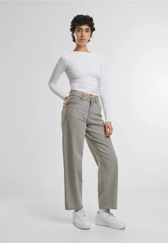 Urban Classics Damen 90er-Jeans mit Mittelbund, hellerer Schmutzwäsche, Größe 26