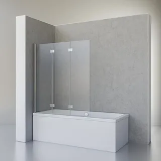 Schulte Home Schulte Duschabtrennung für Badewanne Valet, 130 x 142 cm, 3-teilig, 5 mm Sicherheitsglas (ESG) Klar hell, Profile und Scharniere in Chromoptik