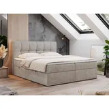 MKS Meble Boxspringbett 140x200 mit Bettkasten, Bett mit Matratze H3 Topper, Polsterbett 140x200 mit Bettkasten Kopfteil, Boxspringbett mit Mat... - Beige Stukture, - 2 Jahre Gewährleistung - mind. 14 Tage Rückgaberecht - Beige Stukture