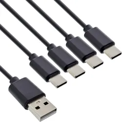 InLine USB 4in1 Y-Ladekabel, 1x USB-A Stecker an 4x USB-C Stecker, schwarz 0.5m,