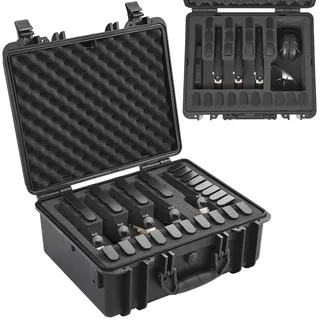 Vevor Hartschalenkoffer Pistolen, mit vorgeschnittenem Futter, staubdichter Hartschalenkoffer für 5 Pistolen, abschließbarer Pistolenkoffer, Waffenkoffer schwarz, 475 x 415 x 223 mm
