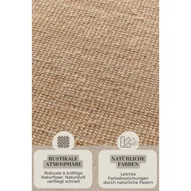 HANSE HOME Teppich Jaipur Juteteppich, als Läufer und in Rund, rechteckig, Höhe: 10 mm, 100% Naturfaser, Wohnzimmer, Esszimmer, Schlafzimmer, GRS beige rechteckig | 120 cm x 170 cm x 10 mm