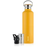Blumtal Thermosflasche 1L - doppelwandige Trinkflasche Edelstahl 1L - BPA frei - Edelstahl Thermo Trinkflasche 1L- Teeflasche - Trinkflasche Thermo - Sportflasche 100ml - Hipster Yellow