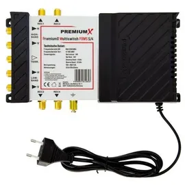 PremiumX PXMS 5/4 Multischalter mit Netzteil Multiswitch 1 SAT für 4 Teilnehmer Satverteiler Digital HDTV FullHD 4K UHD 8K