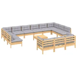vidaXL Garten-Lounge-Set 14-tlg. grau Kiefernholz
