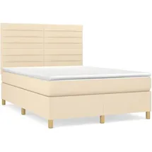 vidaXL Boxspringbett mit Matratze Creme 140x200 cm Stoff - Creme