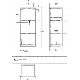 Villeroy & Boch Antao Mittelschrank 41,4 x 103,9 x 35,6 cm Honey Oak