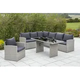 Lanzarote Eckset Eckbank Tisch 145x70cm Sessel Stahl/Kunst