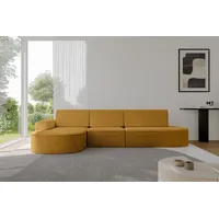 altdecor Eckcouch Cord 5-Sitzer Senfgelb
