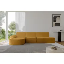 altdecor Eckcouch Cord 5-Sitzer Senfgelb