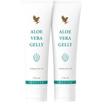 Forever Aloe Vera Gelly, 85% reines Aloe-Vera-Gel, After sun, kühlend, wohltuend, feuchtigkeitsspendend, zieht rückstandsfrei ein, pflegend, glutenfrei, dermatest-zertifiziert, Tube (2 x 118 ml)