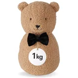 Türstopper Teddy braun 1 kg - Handgefertigt, Stabil & Bodenschonend – dekorativer Türhalter Stoff mit Polyester-Sandfüllung, Türpuffer Fensterstopper für Türen, Fenster & Regale