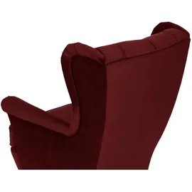 beautysofa Ohrensessel FALCO Chesterfield Polyester 82 x 102 x 92 cm Rot