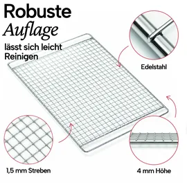 Lemodo Räucherrost 36,5 x 25,5 cm Edelstahl Silber/Weiß