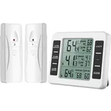 – Kabelloses Thermometer Für Kühlschrank Und Gefrierschrank – 2 Sensoren – Akustischer Min/max-alarm – Messbereich 40 Bis 60 °c
