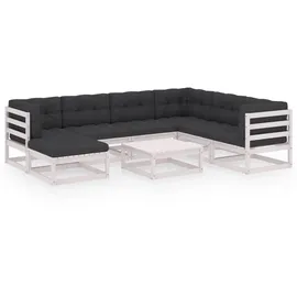 vidaXL Garten-Lounge-Set 8-tlg. Kiefer weiß