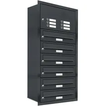 AL Briefkastensysteme 6er Premium Briefkasten Unterputz Anthrazit