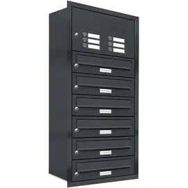 AL Briefkastensysteme 6er Premium Briefkasten Unterputz Anthrazit