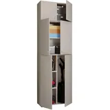 VCM Putzschrank Lona XXL Drehtüren mit Aufsatz grau