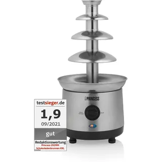 Princess Schokoladenbrunnen XXL – 4 Etagen, Warmhaltefunktion, 190 Watt, 1,1 Liter, PFOA und BPA Frei, 292999, Silber