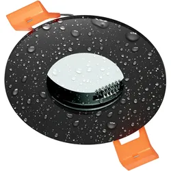 ledscom.de Bad-Deckeneinbaurahmen ERID, Feuchtraum, Badezimmer, IP44, rund, schwarz matt