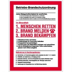 Schild Betriebs-Brandschutzordnung, Kunststoff, 300x400 mm