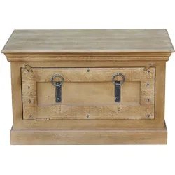 Schuhschrank SIT "Daipur", beige (natur, antikgrau), B:85cm H:50cm T:45cm, Massivholz, Schränke, geschnitzte Verzierungen