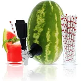 Party On Tap Wassermelonen-Wasserhahn-Set – Fässer-Ausgießer, Entkernungsset, Trinkhalme, ideal zum Dosieren von Saft, Alkohol oder anderen Getränken auf Ihrer nächsten Party.