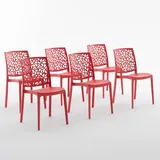 Stühle aus Polypropylen mit Glasfaser, stapelbar, für Innen, Küche oder Esszimmer, für Außen & Garten, Bar- und Restaurantstühle, modernes Design - Anna (6 Stühle, Rot)