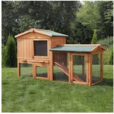 My Animal Kleintierstall XXL Hasenstall MH-03 - 2 Etagen mit Freilauf - Wetterbeständig braun Doppelstockhaus | 147 cm x 85 cm x 53 cm