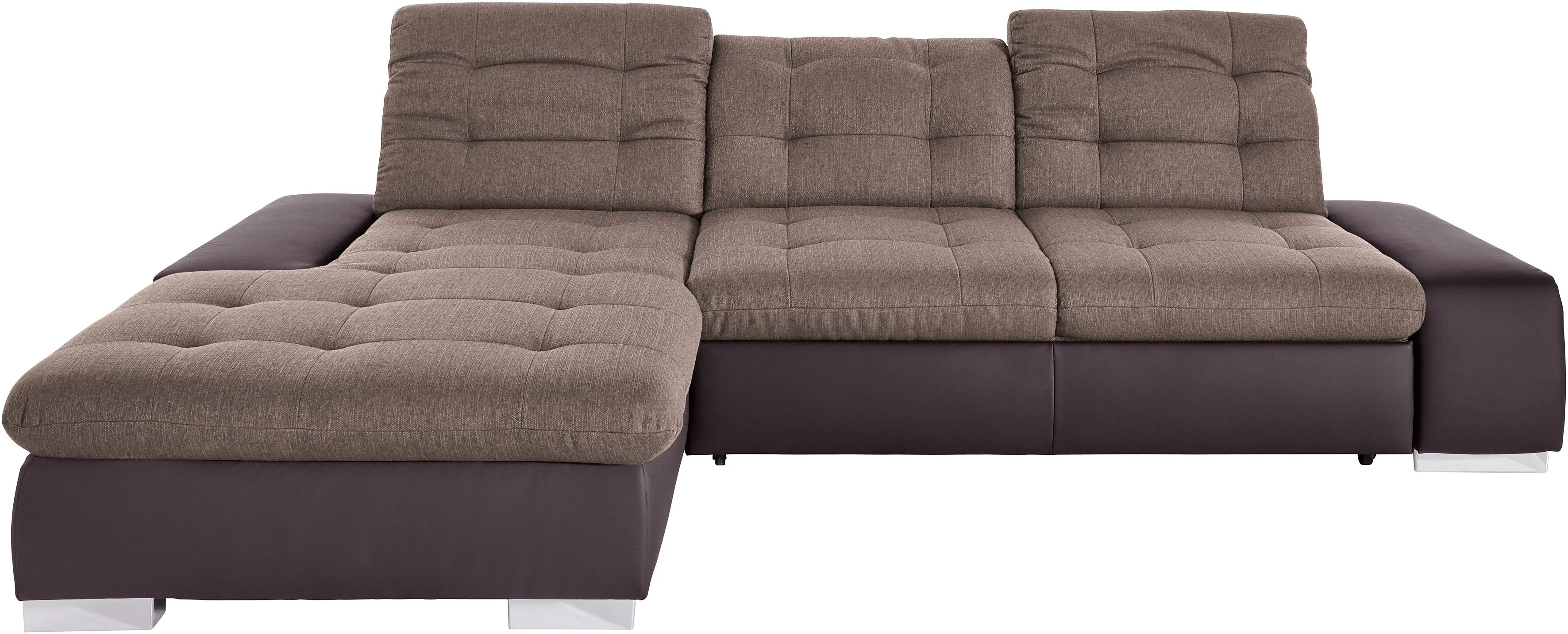 Ecksofa SIT & MORE "Palomino L-Form", braun (mokka, schlamm), B:284cm H:84cm T:109cm, Kunstleder SOFTLUX/Struktur (100% Polyester), Kunstleder SOFTLUX/Feinstruktur (100% Polyester), Kunstleder SOFTLUX/ NaturLEDER (echtes Rindsleder), Sofas, wahlweise XL oder XXL und mit Bettfunktion