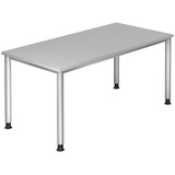 HAMMERBACHER HS16 höhenverstellbarer Schreibtisch lichtgrau rechteckig, 4-Fuß-Gestell silber 160,0 x 80,0 cm