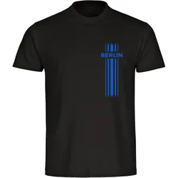 multifanshop Kinder T-Shirt - Berlin blau - Streifen - Druck blau - Kind