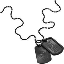 Kette mit Anhänger DIESEL "Schmuck Geschenk Edelstahl Halskette FONT, DX1553040, DX1554001", schwarz, Halsketten, Damen, Edelstahl-Polyurethan, L: 60cm B: 2mm, Edelstahl, Polyurethan, B:2mm