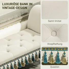 Homcom Sitzbank Polsterbank, Samtoptik, Luxus Bettbank für Schlafzimmer, Beige