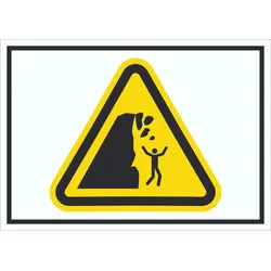 Schild Warnung Steinschlag instabile Klippe Symbol A5 (148x210mm)