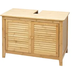 Mendler Waschbeckenunterschrank HWC-B18, Badezimmer Badschrank, Bambus ~ 60x80x40cm