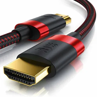 Primewire - 4m High Speed 8K HDMI Kabel 2.1, Ethernet ARC 3D 4K Ultra HD 7680x4320 @ 120 Hz HDTV Full HD, Schwarz/Rot