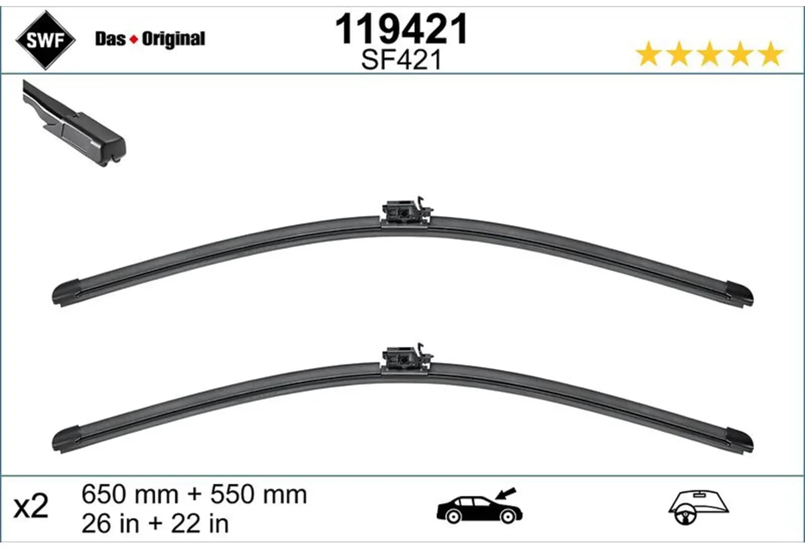 Swf Flachbalken-scheibenwischer Set Vorne Passend Für Mercedes Gle Gls Sf421 1: Wischblatt Mercedes-benz: A1678209201 Bosch: 3397014832 Denso: Df432 S