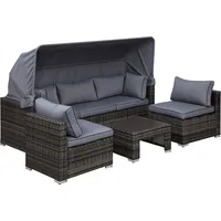 Outsunny Polyrattan Lounge-Set grau 862-027