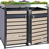Mendler Mülltonnenverkleidung HWC-J81 125 x 132 x 80 cm anthrazit