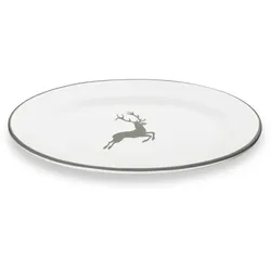 Gmundner Keramik Grauer Hirsch, Platte oval mit Fahne (21x14cm)
