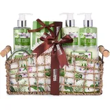 Brubaker Cosmetics Beautyset Bade- und Dusch Set Aloe Vera - 13-teiliges Geschenkset in dekorativem Korb