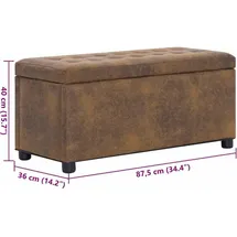 vidaXL Ottoman mit Stauraum 87,5 cm Braun Wildleder-Optik