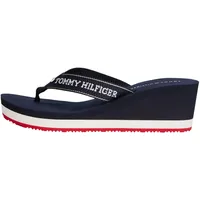 Tommy Hilfiger Damen Flip Flops Summer Sandal mit Keilabsatz, Blau (Space Blue), 42
